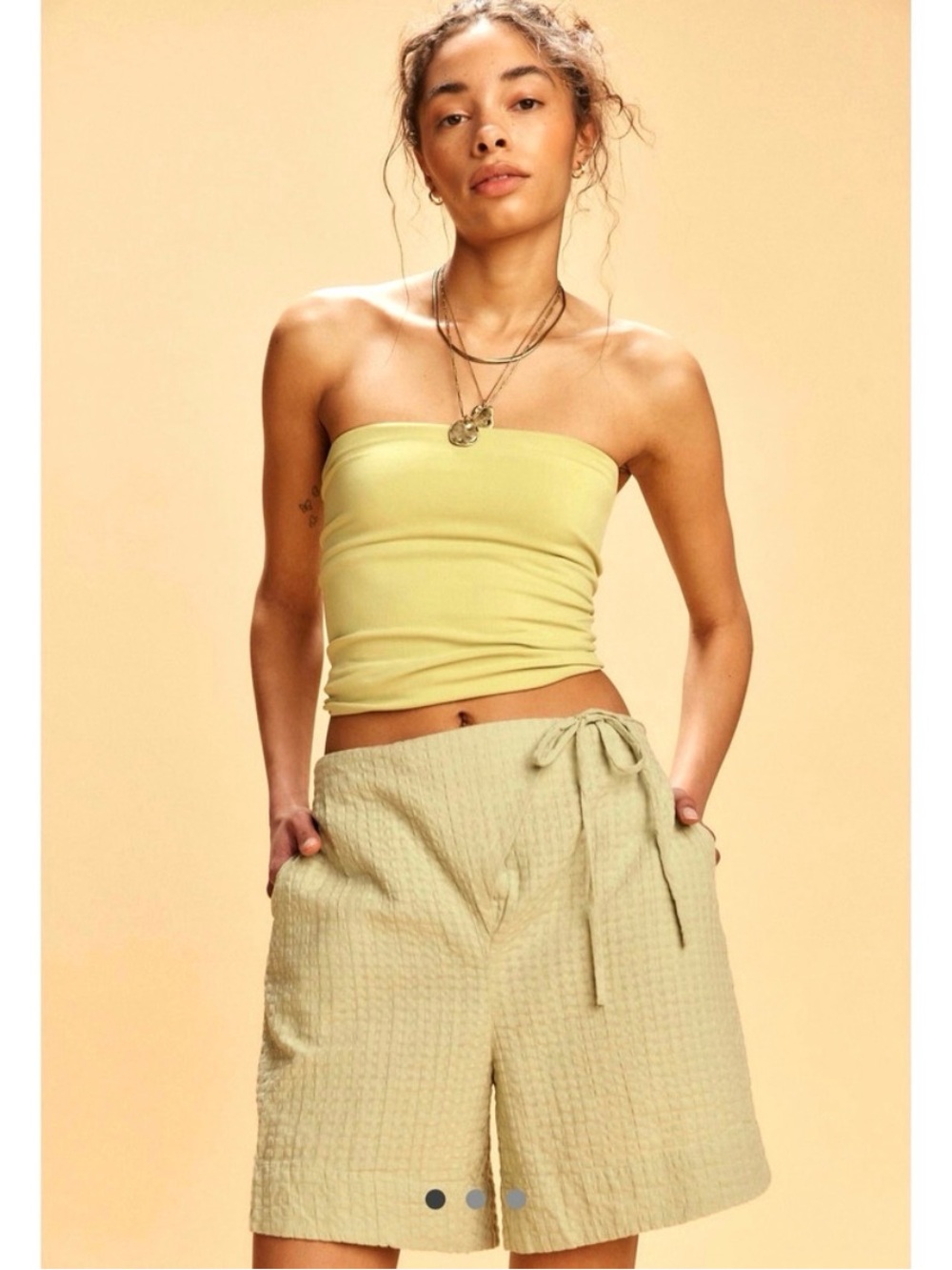 Free People Waffle Knit Sage Green Tie Shorts Size XS